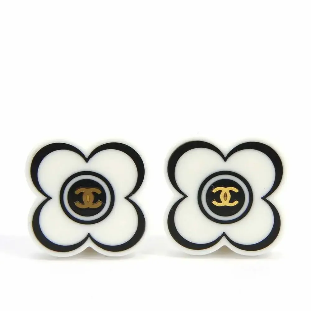 CHANEL Black Logo Earrings